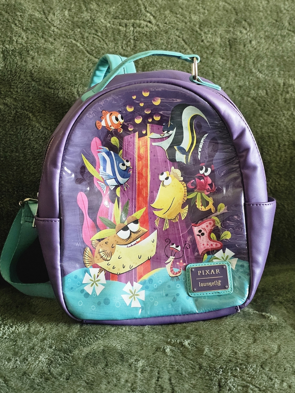 Loungefly Purple and Teal Pixar Finding Nemo Mini Backpack